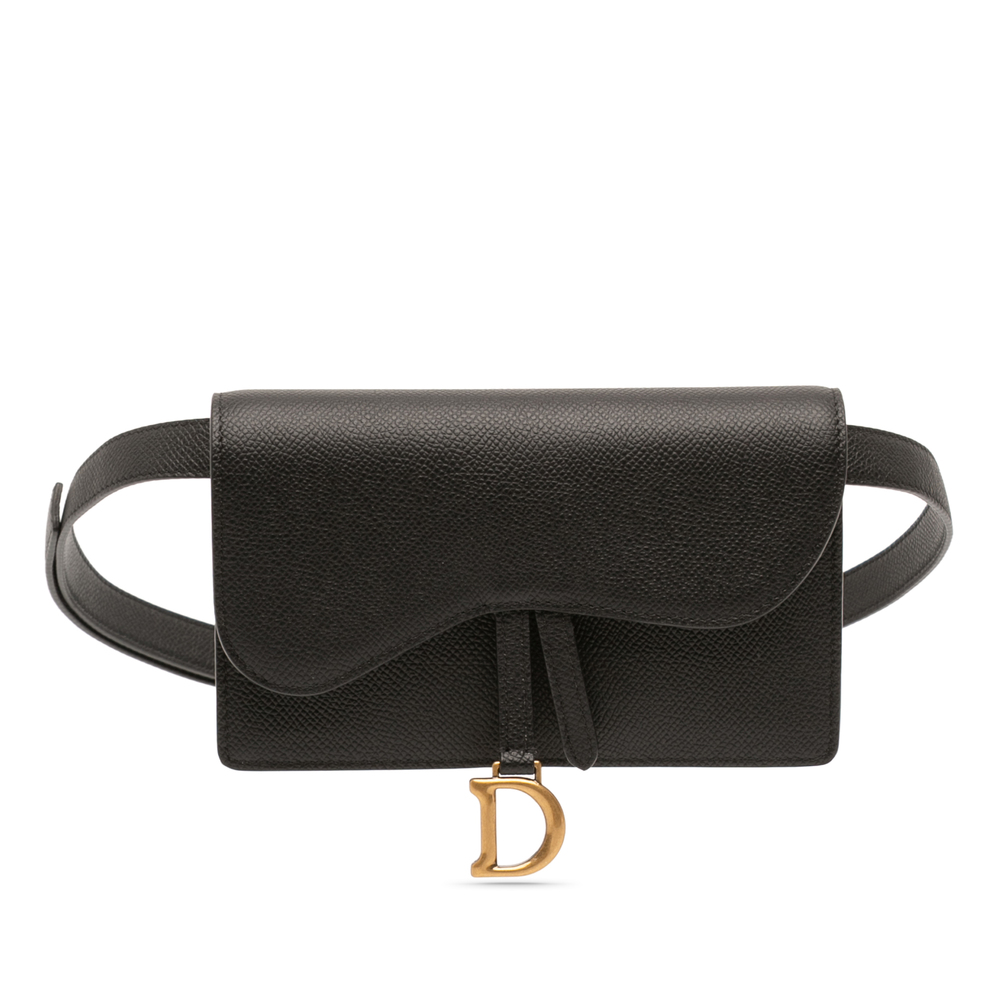 Pre-Loved Dior Grained Calfskin Saddle Belt Pouch